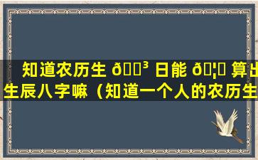 知道农历生 🌳 日能 🦁 算出生辰八字嘛（知道一个人的农历生日能推算出年龄吗）